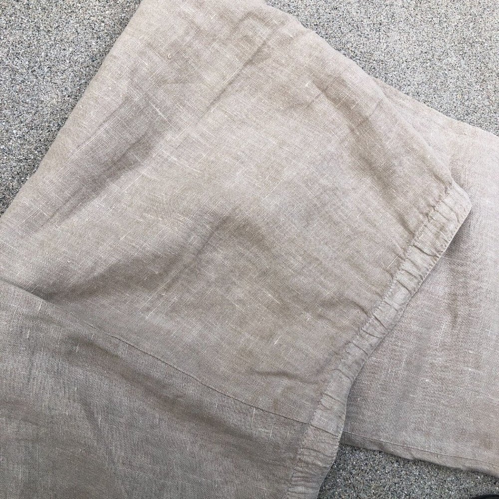 VTG FOCUS Wide Leg 100% Linen Pants Women's LARGE Pockets Beige Drawstring​​​​ - Picture 5 of 7